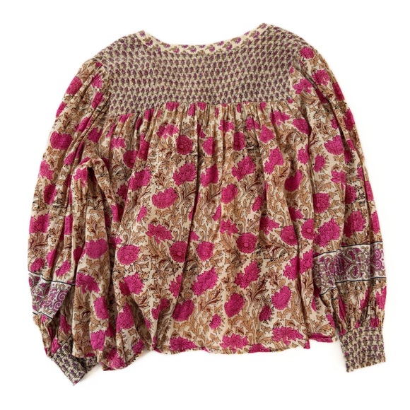 Rachel Zoe Shirt Womens XL Indian Cotton Pink Boho Block Print - Picture 7 of 7